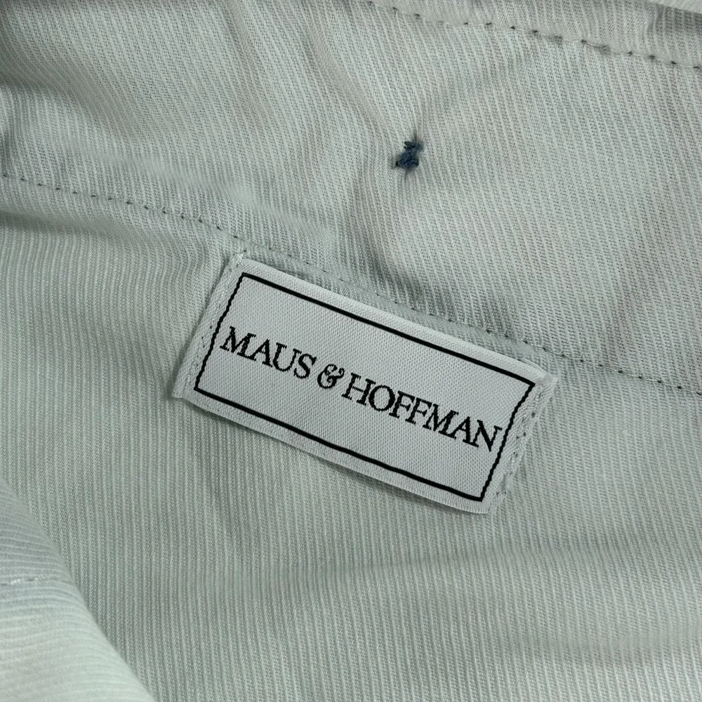 Maus & Hoffman Pants Mens 40x28 Blue Cotton Denim Chino Relaxed Fit Cuffed